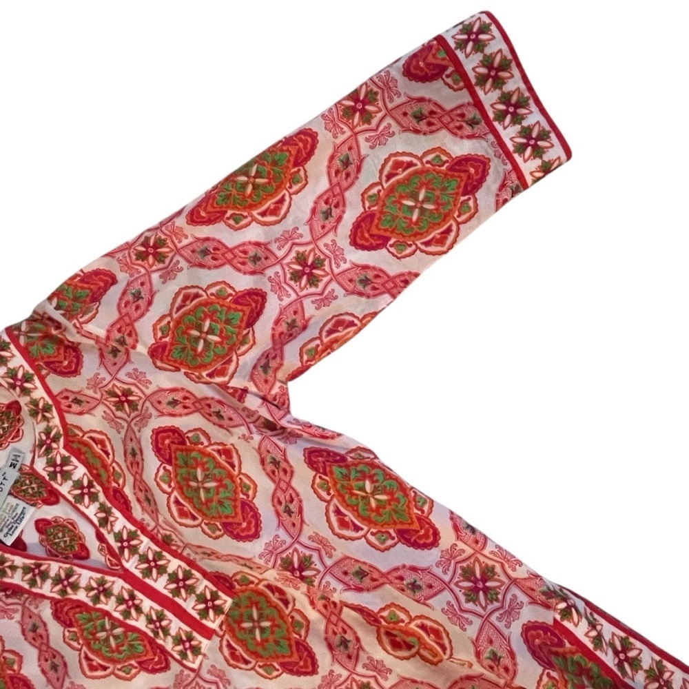 Gretchen Scott Lightweight Pink Orange Medallion Boho Cotton Tunic Top — Size M - Picture 12 of 15
